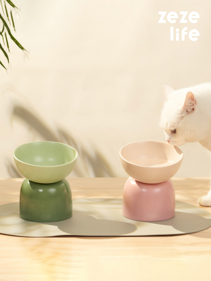 Ciotole per gatti rialzate in ceramica multicolore - Zezelife