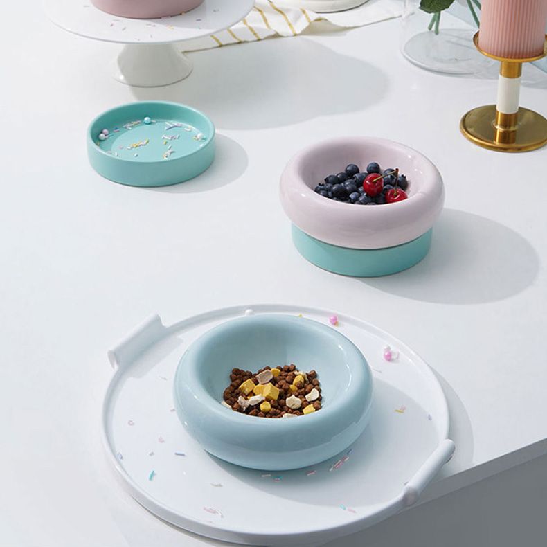 Multicolor Ceramics Elevated Cat Bowls - Zezelife