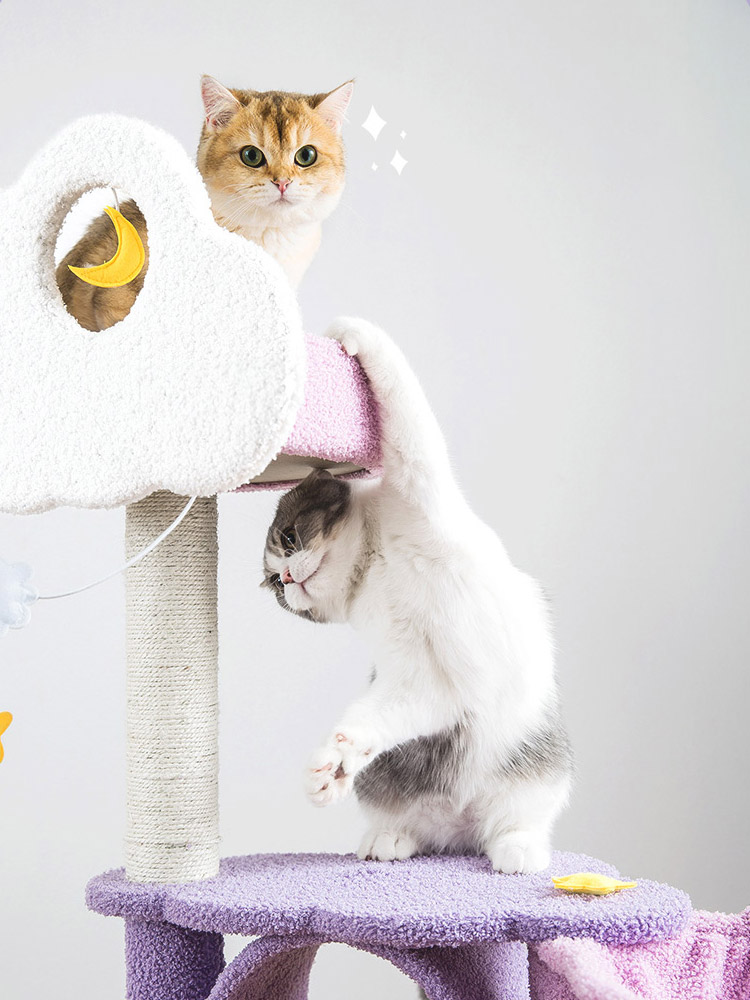 Poste rascador para gatos, poste rascador de gatitos de 26 pulgadas con  cuerda de sisal de alta calidad, lindo árbol para gatos con juguetes  colgantes