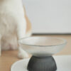 White & Black Glass Cat Bowls